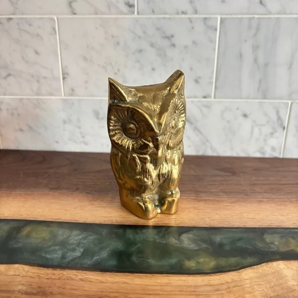 Vintage 4” Brass Owl Figurine - Picture 2 of 8